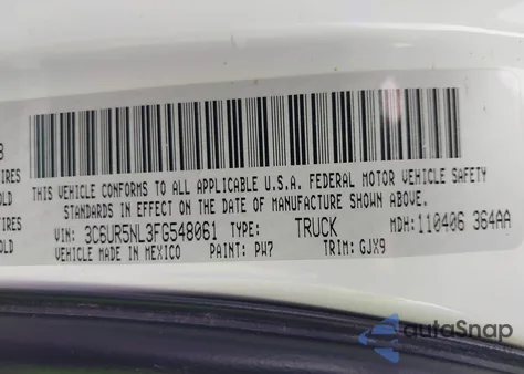 2015 Ram 2500 Laramie z USA, uszkodzony, nr VIN 3C6UR5NL3FG548061